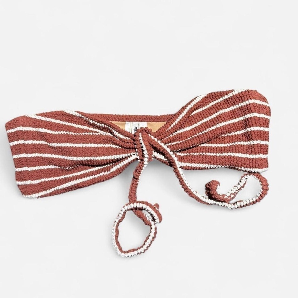 Madewell Second Wave Textured Bandeau Bikini Top in Stripe - Picture 4 of 8